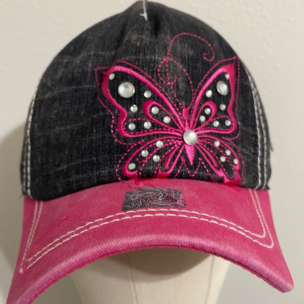 Cute butterfly, soft denim hat.